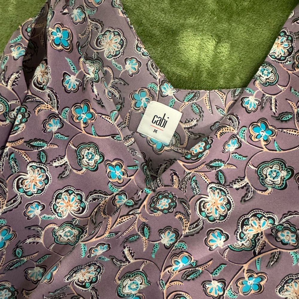 CAbi Patterned Camisole Blouse Top in Purple and Blue